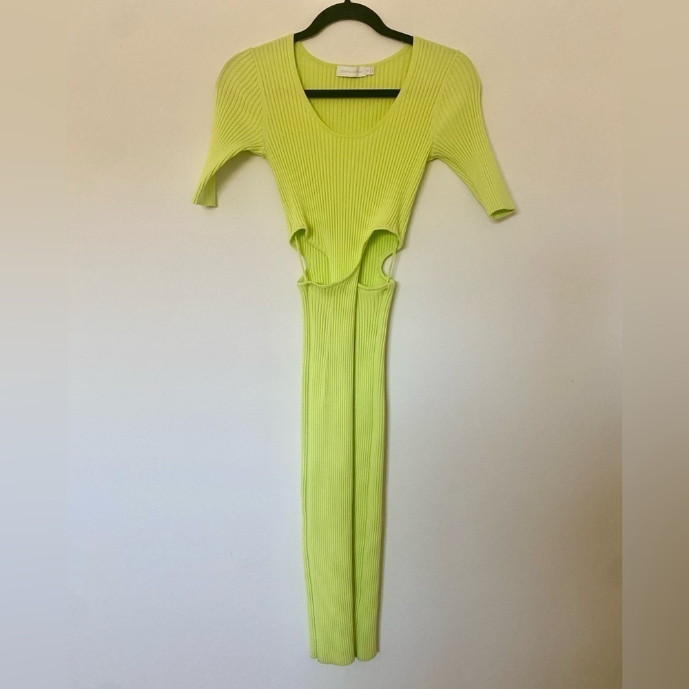 Jonathan Simkhai Collette Lemongrass Cutout Rib Knit Midi Dress - Picture 3 of 8